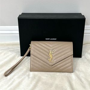 YSL Cassandre Matelasse Flap Pouch Wristlet